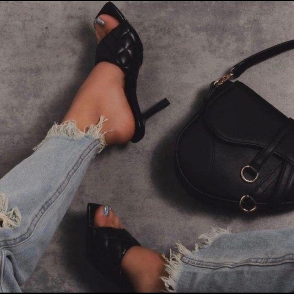 Square Toe Quilted Mules
